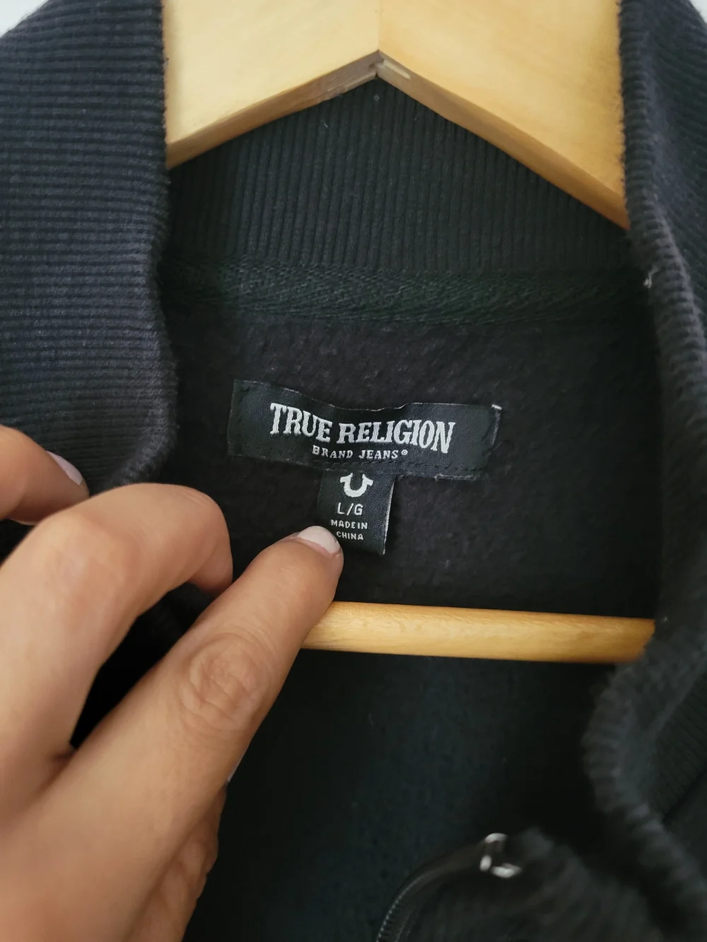 True Religion Black Full-Zip Track Jacket with Logo Tape